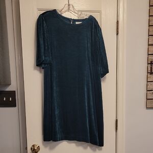 Bundle & Save Make an Offer J. Jill Teal Short Sleeve Velour Dress